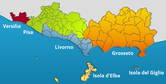 Mapa Toskania Morze